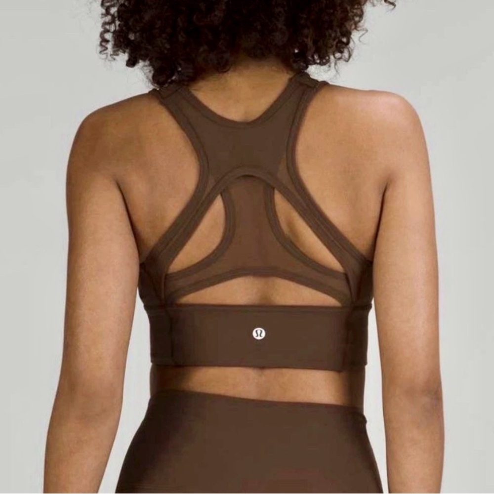 Lululemon Everlux Mesh-Back Train Bra Light Support C/D Cup Java Brown Size 6